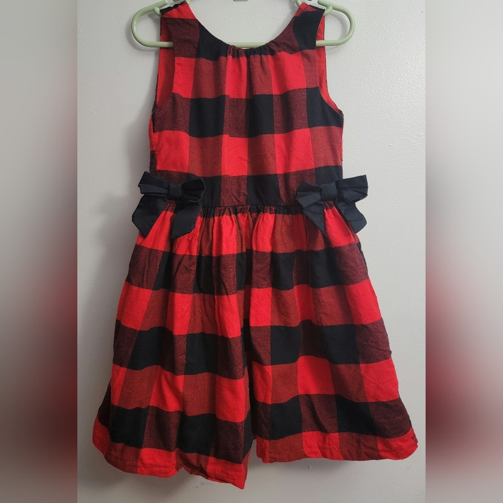 Carter's Girls Buffalo Checkered Twill Dress Size 5 Black/Red Plaid